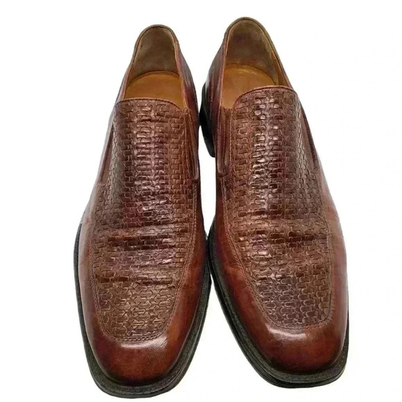 Johnston & Murphy Mens Loafer Shoes Brown Basket Weave Leather Slip Ons 9 M - Picture 3 of 7